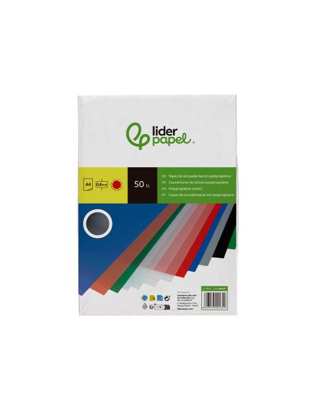 Tapa Encuadernacion Liderpapel Polipropileno A4 0.8Mm Rojo Opaco Paquete De 50 Unidades