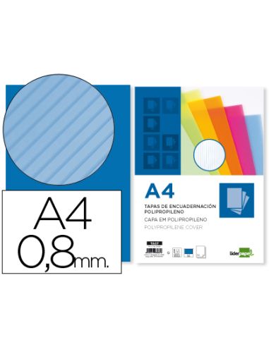Tapa Encuadernacion Liderpapel Polipropileno Ondulado A4 0.8 Mm Azul Paquete De 50 Unidades