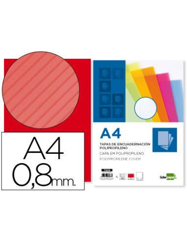 Tapa Encuadernacion Liderpapel Polipropileno Ondulado A4 0.8 Mm Rojo Paquete De 50 Unidades