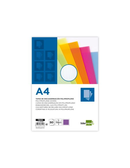 Tapa Encuadernacion Liderpapel Polipropileno Ondulado A4 0.8 Mm Violeta Paquete De 50 Unidades