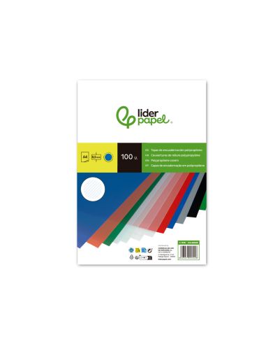Tapa Encuadernacion Liderpapel Polipropileno Rayado A4 0.5Mm Azul Paquete De 100 Unidades
