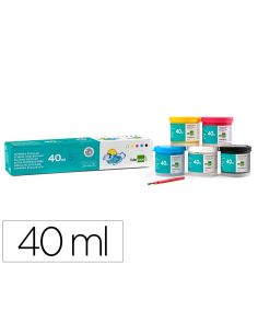 Tempera Liderpapel Escolar 40 Ml Caja 5 Colores Surtidos + Pincel