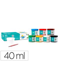 Tempera Liderpapel Escolar 40 Ml Caja 7 Colores Surtidos + Pincel