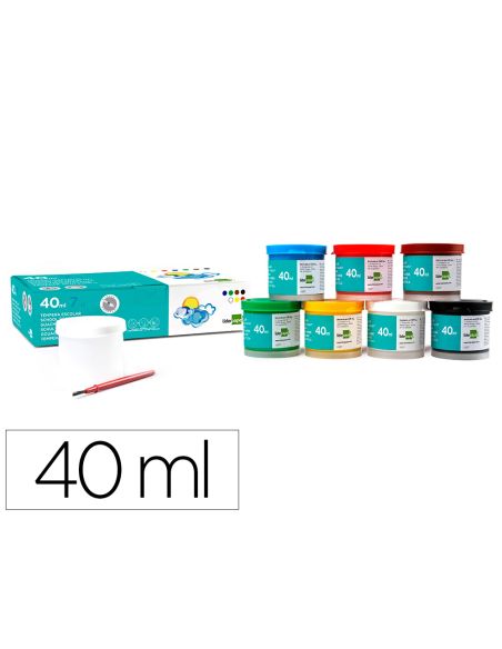 Tempera Liderpapel Escolar 40 Ml Caja 7 Colores Surtidos + Pincel