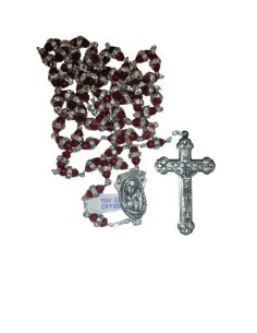 Rosario Strass Metal Cristal Rubi