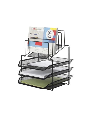 Bandeja Clasificadora Sobres Q-Connect Kf17296 Metalica Rejilla Negra 3 Bandejas 300X350X420 Mm