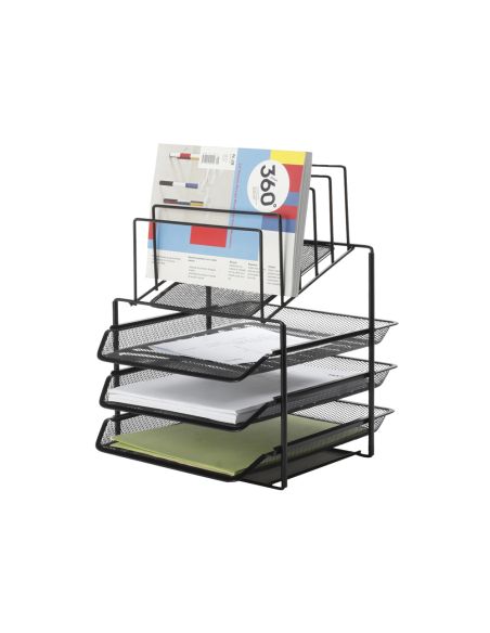 Bandeja Clasificadora Sobres Q-Connect Kf17296 Metalica Rejilla Negra 3 Bandejas 300X350X420 Mm