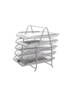 Bandeja Sobremesa Metalica Q-Connect Kf18476 Rejilla Plata 5 Bandejas Movibles 350X275X375 Mm