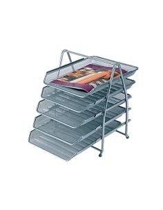 Bandeja Sobremesa Metalica Q-Connect Kf18476 Rejilla Plata 5 Bandejas Movibles 350X275X375 Mm 2