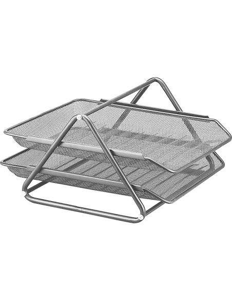 Bandeja Sobremesa Metalica Q-Connect Rejilla Gxa100 Plata 2 Bandejas Movibles 300X185X350 Mm
