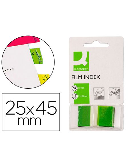 Banderitas Separadoras Q-Connect Verdes Dispensador De 50 Unidades
