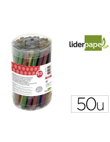 Barra Termofusible Purpurina Liderpapel 7 Mm Diametro X 100 Mm De Alto Bote 50 Unidades Colores Surtidos