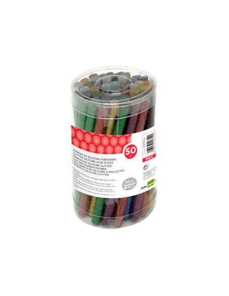Barra Termofusible Purpurina Liderpapel 7 Mm Diametro X 100 Mm De Alto Bote 50 Unidades Colores Surtidos