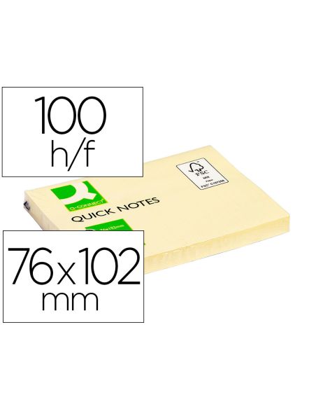 Bloc De Notas Adhesivas Quita Y Pon Q-Connect 76X102 Mm Con 100 Hojas