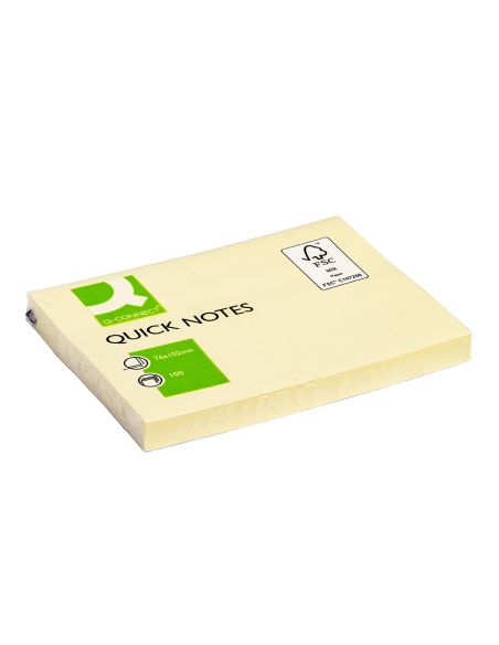 Bloc De Notas Adhesivas Quita Y Pon Q-Connect 76X102 Mm Con 100 Hojas