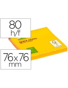 Bloc de notas adhesivas quita y pon q-connect 76x76 mm naranja neon 80 hojas