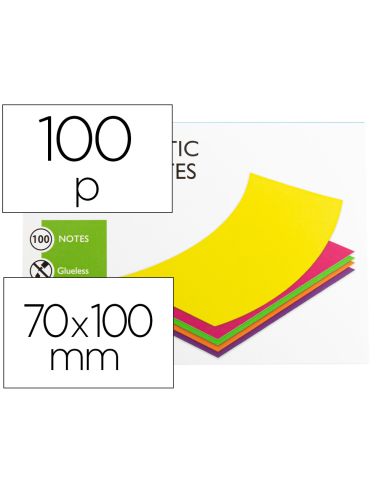Bloc De Notas Electrostaticas Quita Y Pon Q-Connect 70X100 Mm 100 Hojas 5 Colores Fluorescentes