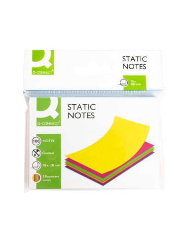 Bloc De Notas Electrostaticas Quita Y Pon Q-Connect 70X100 Mm 100 Hojas 5 Colores Fluorescentes