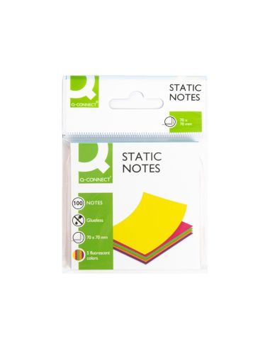 Bloc De Notas Electrostaticas Quita Y Pon Q-Connect 70X70 Mm 100 Hojas 5 Colores Fluorescentes