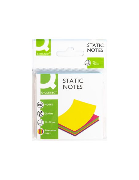 Bloc De Notas Electrostaticas Quita Y Pon Q-Connect 70X70 Mm 100 Hojas 5 Colores Fluorescentes