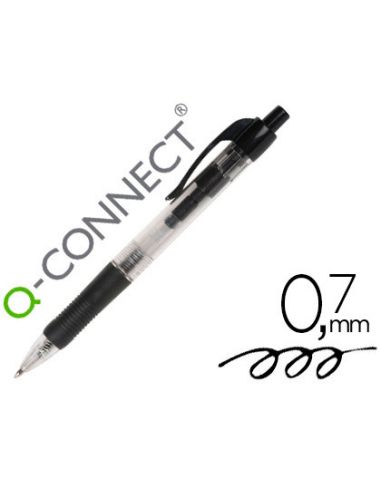 Boligrafo Q-Connect Retractil Con Sujecion De Caucho Tinta Aceite 0,7 Mm Color Negro