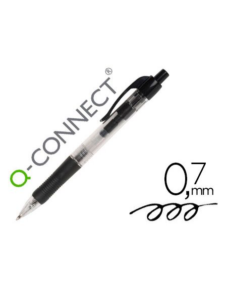 Boligrafo Q-Connect Retractil Con Sujecion De Caucho Tinta Aceite 0,7 Mm Color Negro