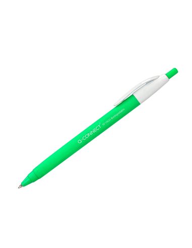 Boligrafo Q-Connect Retractil Kf14625 Biodegradable Verde Tinta Azul