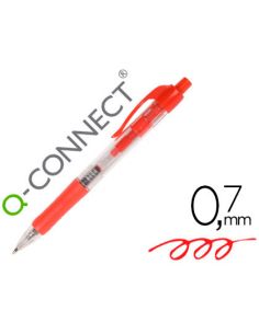 Boligrafo Q-Connect Retractil Con Sujecion De Caucho Tinta Aceite 0,7 Mm Color Rojo