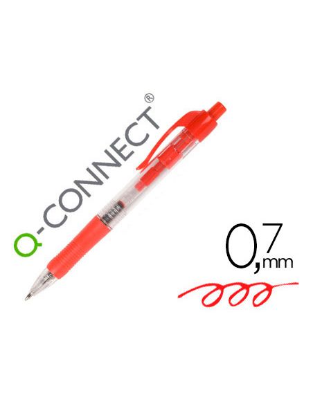 Boligrafo Q-Connect Retractil Con Sujecion De Caucho Tinta Aceite 0,7 Mm Color Rojo