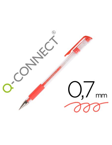 Boligrafo Q-Connect Tinta Gel Rojo 0,7 Mm Sujecion De Caucho