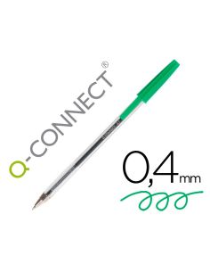 Boligrafo Transparente Q-Connect Verde Medio Kf01043