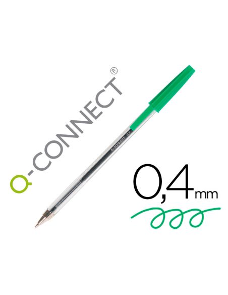 Boligrafo Transparente Q-Connect Verde Medio Kf01043