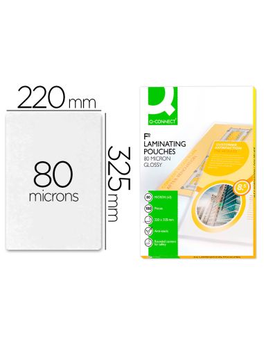Bolsa De Plastificar Q-Connect 325 X 220 Mm 80 Mc Folio Caja De 100 Unidades