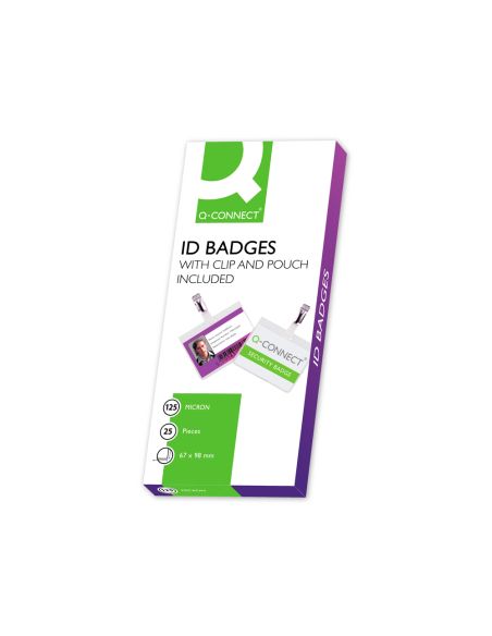 Bolsa De Plastificar Q-Connect 67X98 Mm 125 Mc Con Clip Para Tarjetas De Visita Caja De 25 Unidades