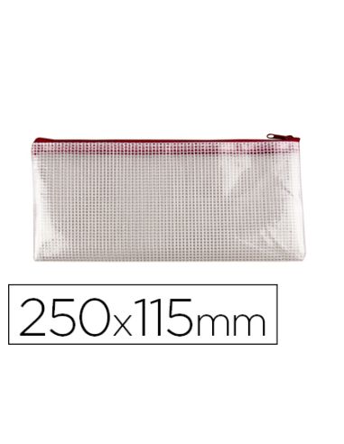 Bolsa Multiusos Q-Connect Malla Cheque 250X115 Mm Apertura Superior Con Cremallera Rojo