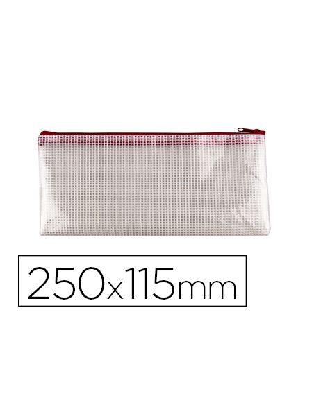 Bolsa Multiusos Q-Connect Malla Cheque 250X115 Mm Apertura Superior Con Cremallera Rojo