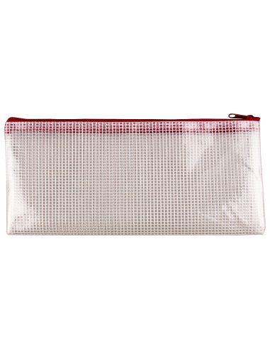 Bolsa Multiusos Q-Connect Malla Cheque 250X115 Mm Apertura Superior Con Cremallera Rojo