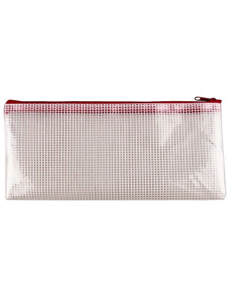 Bolsa Multiusos Q-Connect Malla Cheque 250X115 Mm Apertura Superior Con Cremallera Rojo