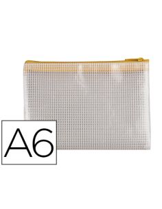 Bolsa Multiusos Q-Connect Malla Din A6 Apertura Superior Con Cremallera Amarillo