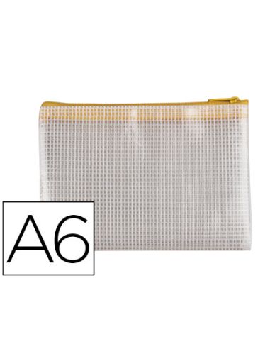Bolsa Multiusos Q-Connect Malla Din A6 Apertura Superior Con Cremallera Amarillo