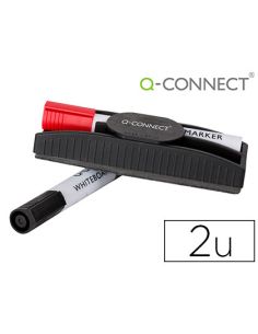 Borrador Q-Connect Magnetico Con Rotulador Rojo Y Negro Para Pizarra Blanca