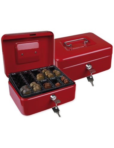 Caja Caudales Q-Connect 8" 200X160X90 Mm Roja Con Portamonedas