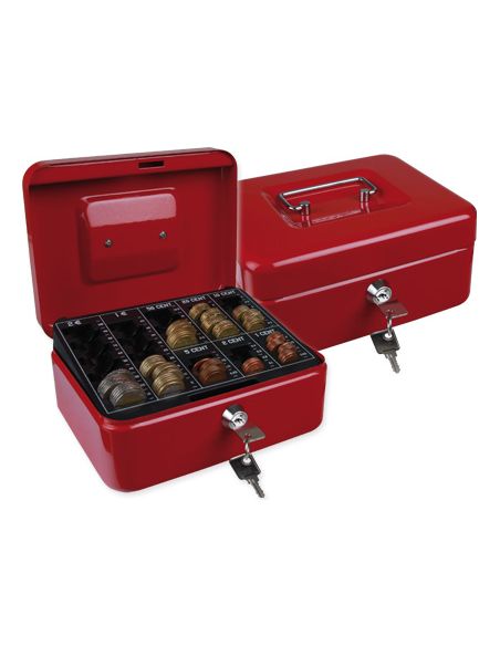 Caja Caudales Q-Connect 8" 200X160X90 Mm Roja Con Portamonedas
