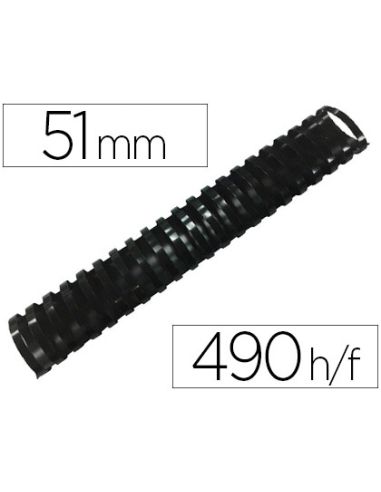 Canutillo Q-Connect Ovalado 51 Mm Plastico Negro Capacidad 490 Hojas Caja De 10 Unidades