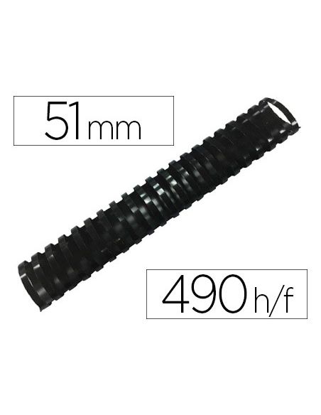 Canutillo Q-Connect Ovalado 51 Mm Plastico Negro Capacidad 490 Hojas Caja De 10 Unidades