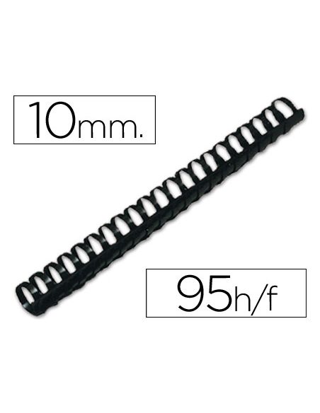 Canutillo Q-Connect Redondo 10 Mm Plastico Negro Capacidad 95 Hojas Caja De 100 Unidades
