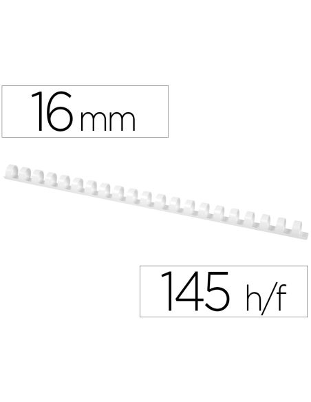 Canutillo Q-Connect Redondo 16 Mm Plastico Blanco Capacidad 145 Hojas Caja De 50 Unidades