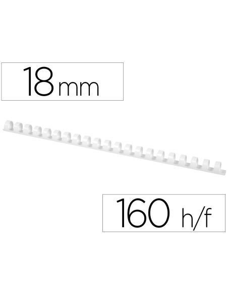 Canutillo Q-Connect Redondo 18 Mm Plastico Blanco Capacidad 160 Hojas Caja De 50 Unidades