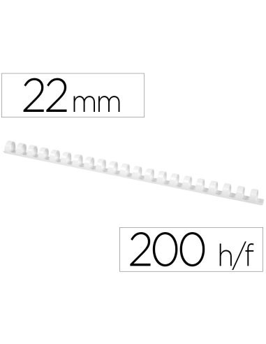 Canutillo Q-Connect Redondo 22 Mm Plastico Blanco Capacidad 200 Hojas Caja De 50 Unidades