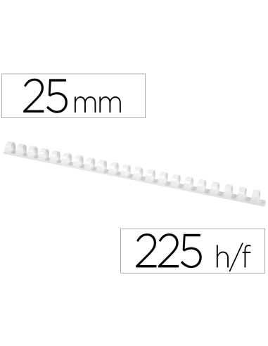 Canutillo Q-Connect Redondo 25 Mm Plastico Blanco Capacidad 225 Hojas Caja De 50 Unidades